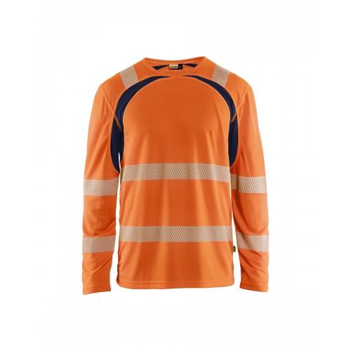 T-SHIRT HAUTE VISIBILITÉ À MANCHES LONGUES 3599 - ORANGE ET BLEU MARINE - M BLAKLADER