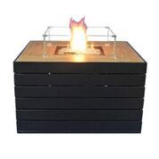 Table basse - brasero chauffant gaz avec perles de verre et pierres de lave_0