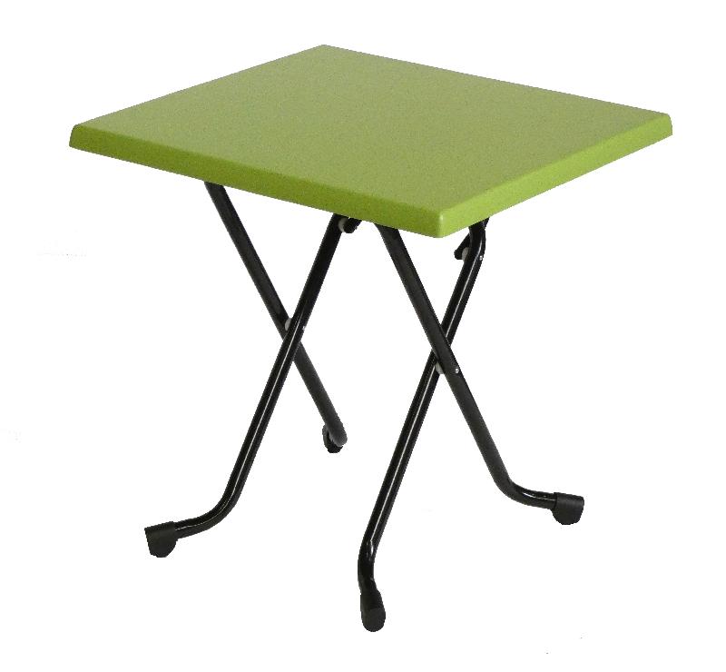 Table de terrasse pliante BASIC - verte - usage intérieur/extérieur - plateau stratifié résistant fabriqué en France_0