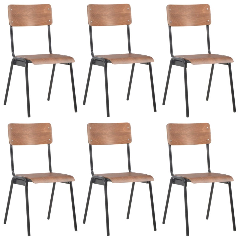 VidaXL Chaises à Manger Lot De 6 Marron Contreplaqué - 8719883782560_0