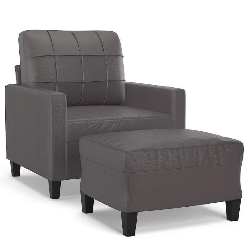 VidaXL Fauteuil avec repose-pied Gris 60 cm Similicuir Modèle Vega Executive Pro - 3201011_0