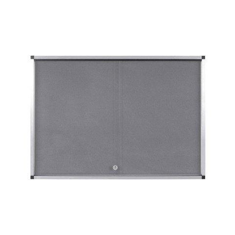 VITRINE D'AFFICHAGE INTÉRIEUR FOND TISSU GRIS CADRE ALUMINIUM EXHIBIT BI-OFFICE - 18 FEUILLES