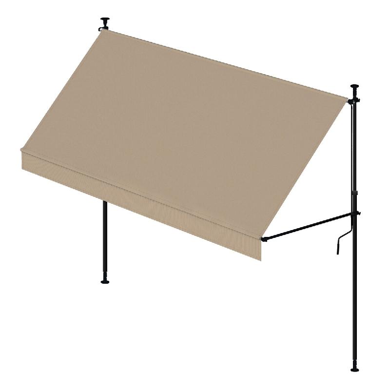 WASABI Store Banne Manuel Cityline Beige - Portable et Réglable sans Perçage - 3x1,2m - Toile en Polyester Protection UV - Résistant pour Extérieu_0
