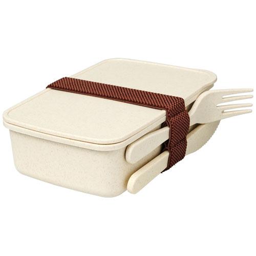 Boîte à lunch Bamberg en fibres - 50% bambou et 50% plastique PP avec couverts intégrés_0