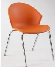 Chaise d'accueil arrondie en polypropylène - Coloris orange - Structure en acier chromé - Marque Rolléco_0