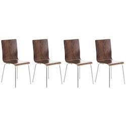 CLP Lot de 4 chaises visiteur Pepe en bois Noyer - marron Bois manufacturé 1526789103_0