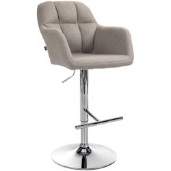 CLP Tabouret de bar Natoma Tissu Taupe/Métal chromé - gris textile 322945_0