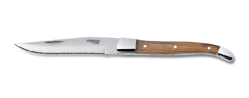 Couteau à steak Alps - COMAS - Lame en acier inoxydable dentelée - Manche en bois zebrano_0