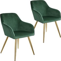Helloshop26 - Lot de 2 chaises pieds doré siège de salon cuisine salle à manger design élégant vert 08_0000162 - 3000944999788_0