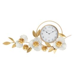 Horloge avec fleurs décoratives en métal Flow 92.5 x 8 x 45.5 cm Mauro Ferretti - jaune 0647800000_0
