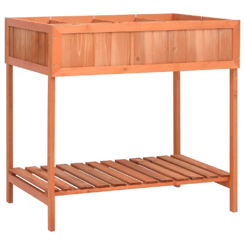 Jardinière à herbes - 80 x 60 x 80 cm - Bois de sapin massif avec doublure moulée et étagère - Réf : 02_0000872_0