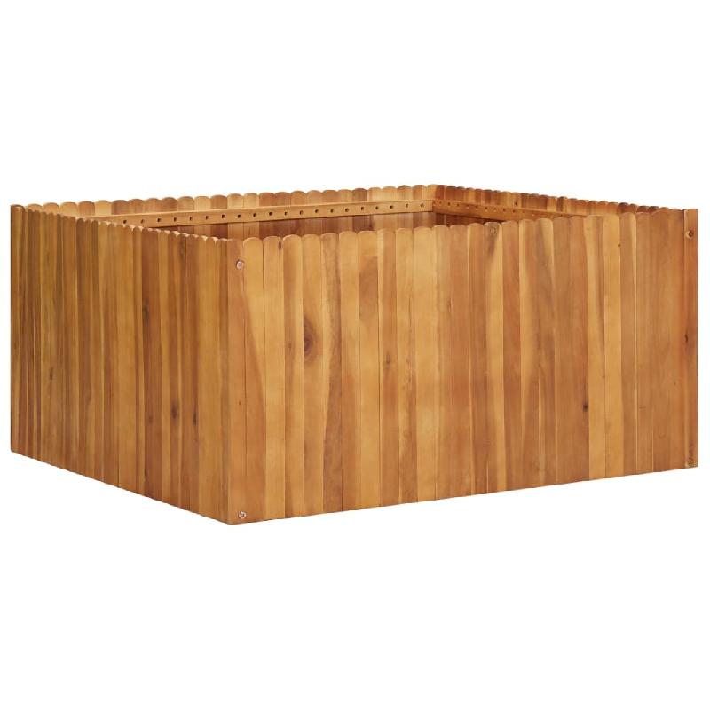 Jardinière lit surélevé en bois massif d'acacia - 100 x 100 x 50 cm - Plantes et fleurs pour jardin_0