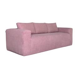 Oviala Business Oviala Canapé 3 places en tissu côtelé avec coussins rose - rose textile 114176_0
