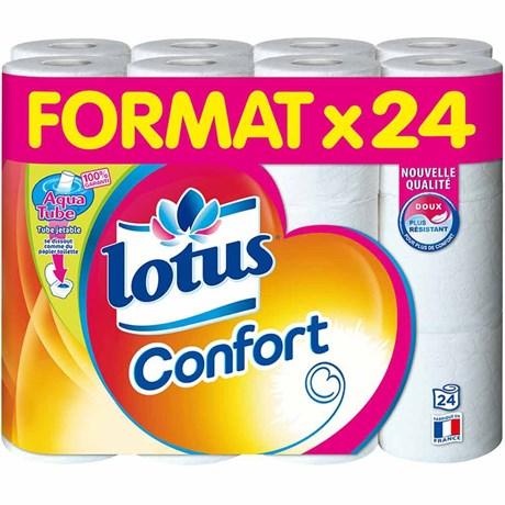 PAPIER TOILETTE LOTUS CONFORT BLANC 24 ROULEAUX