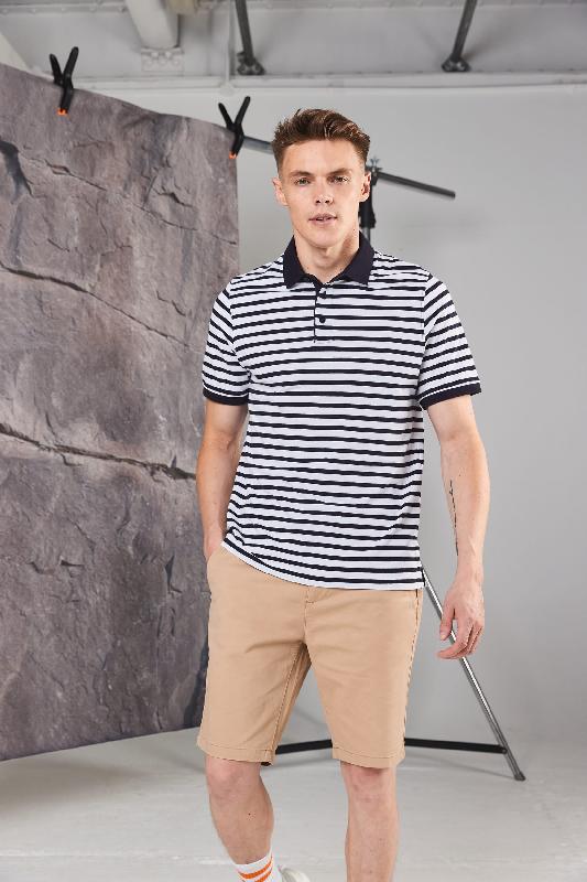 Polo jersey à rayures - Réf: FR230 - 100% coton, coupe mixte, coloris Navy/White et White/Navy_0