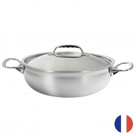 Sautoir bombé avec couvercle en inox - Affinity De Buyer - 28 cm, multicouche aluminium et inox, compatible induction_0