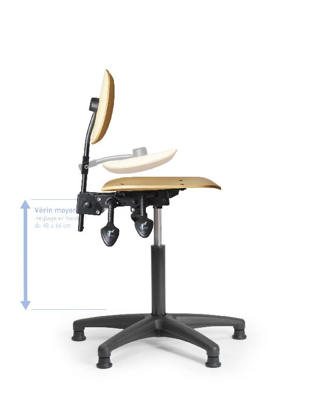 Siège d'atelier bois asynchrone patins 460 à 660 sans_0