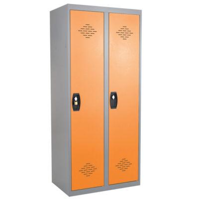 Vestiaires monobloc Confort Industrie salissante 2 cases, toit plat, gris / orange_0