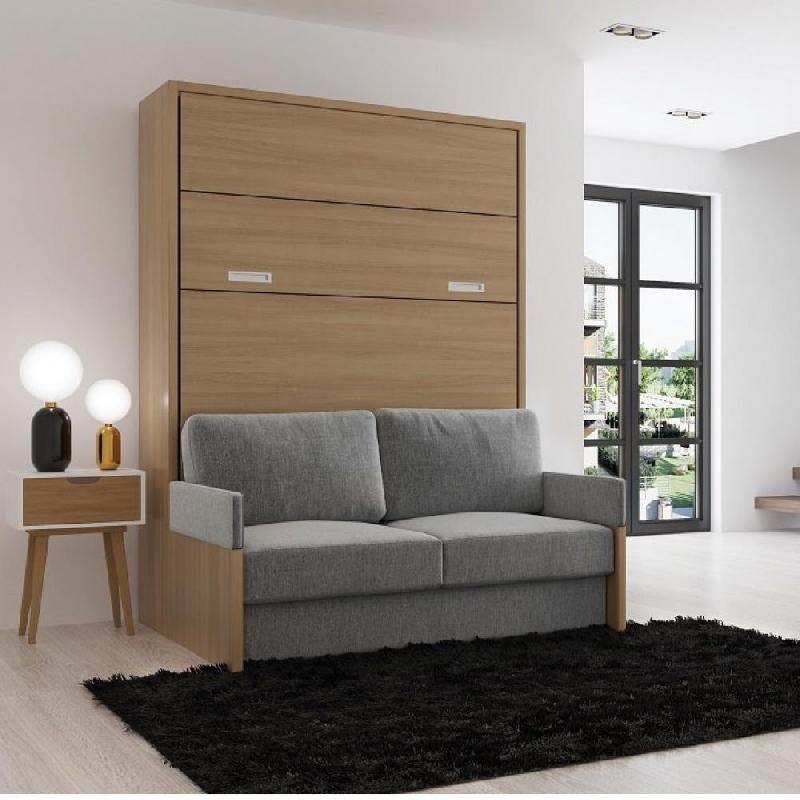 ARMOIRE LIT ESCAMOTABLE NAXOS SOFA 140*200 CM MERISER TISSU GRIS MÉCANIQUE SEDAC MERAL_0