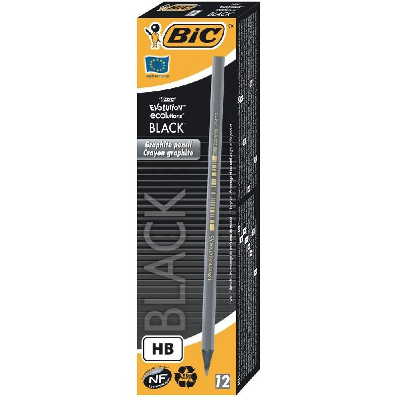 BIC CRAYON - BIC - EVOLUTION ECOLUTION - NOIR - BOITE DE 12