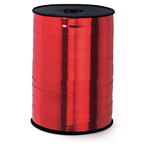 RAJA Ruban bolduc pour emballage cadeau - Bobine de 250 m x 1 cm - Rouge  effet miroir - Lot de 2