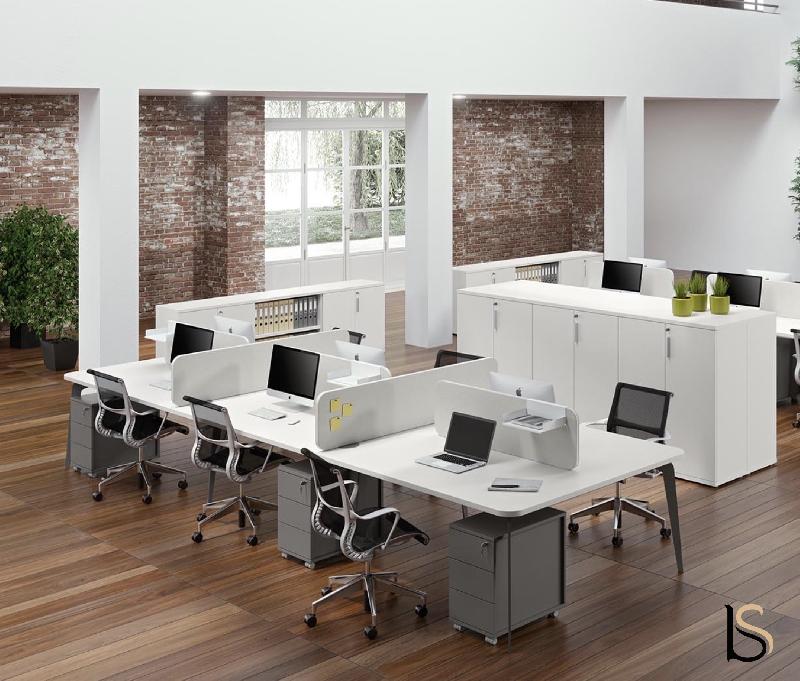 Bureau bench 6 personnes Blade - Alea - Oui, Blanc, 480_1