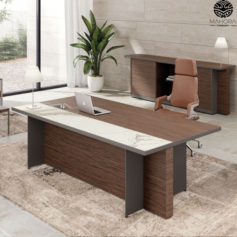 Bureau de direction vintage Oasi - design contemporain en bois, cuir, céramique ou verre - Alea_0