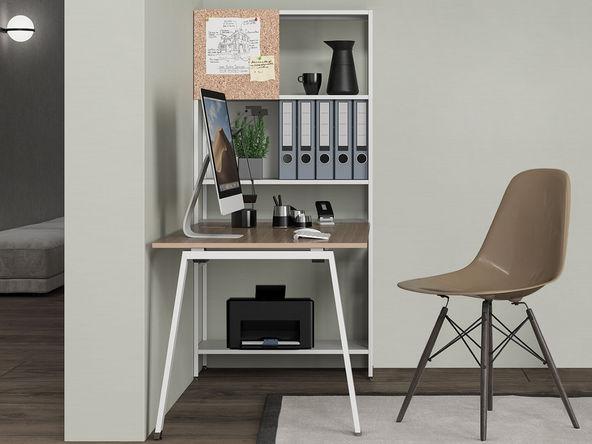 Bureau individuel Gradia sur étagères métalliques design_0