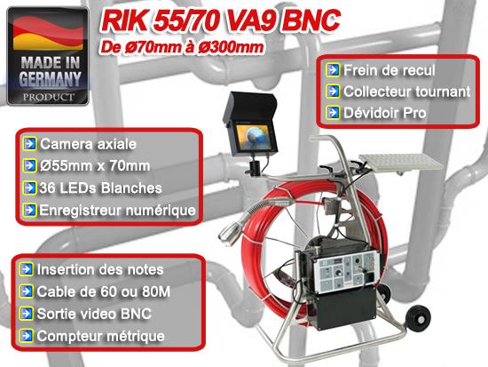 Caméra d'inspection sur dévidoir professionnel RIK 55/70-VA9-BNC - câble 60/80m - tête rotative Rollmatic 360°Pan & 180°Tilt_0