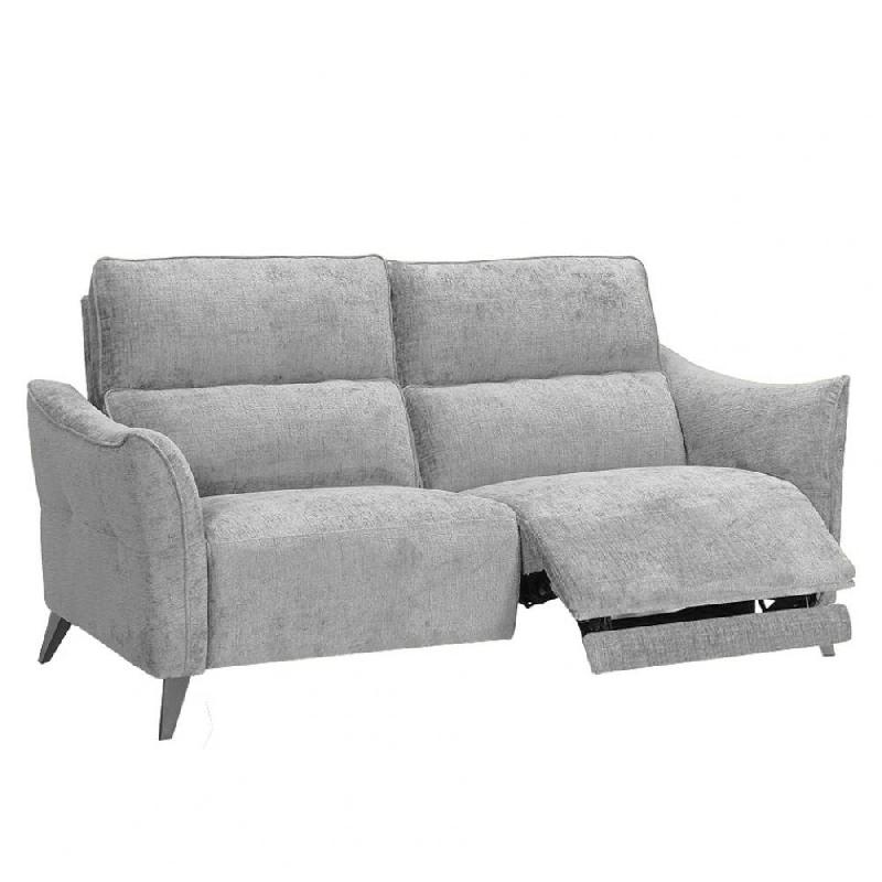 Canapé 2 places RELAX électrique ATTITUDE - Têtière réglable 10 crans - Tissu chenillé gris argent_0