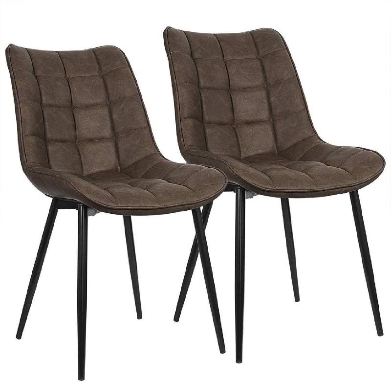 Chaises de cuisine en synthétique - Lot de 2 pièces marron - Cadre en métal, rembourrage épais et design ergonomique_0