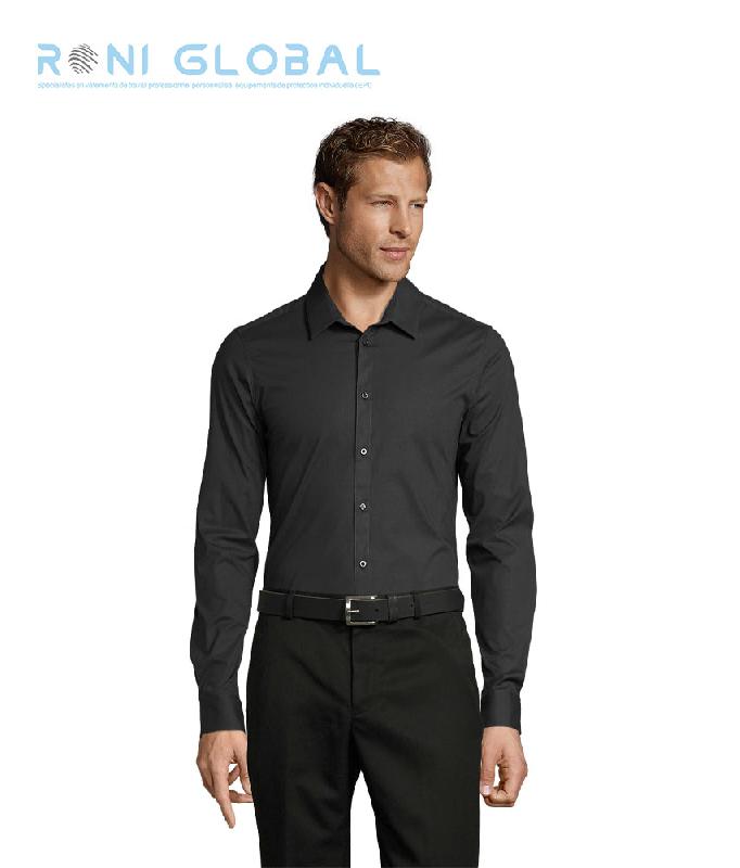 Chemise homme stretch manches longues en coton/élasthanne - BLAKE SOL'S - coupe slim, col classique moderne_0