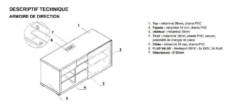 Crédence basse Mito - MDD - Sycomore clair, Noir brillant_1