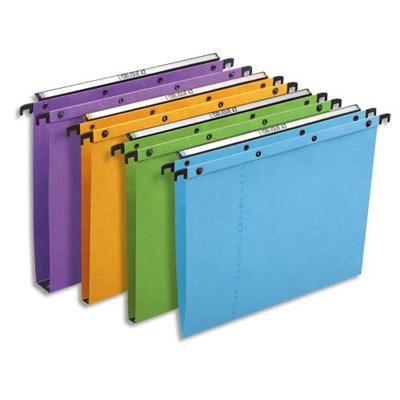 DOSSIERS SUSPENDUS AZO EN CARTE CANSON COLORIS ASSORTIS - POUR TIROIR - FOND 30 MM - LOT DE 25