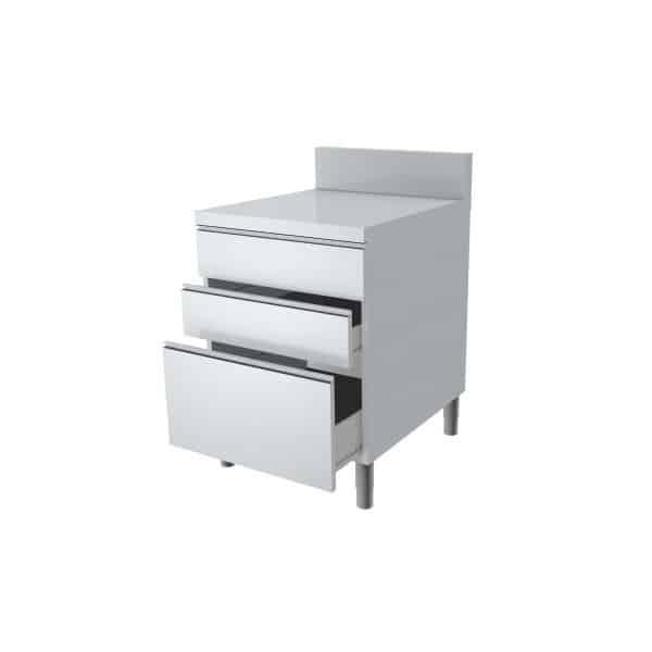 Meuble avec 3 tiroirs dessus inox P 700 mm (Longueur, mm: 400)_0