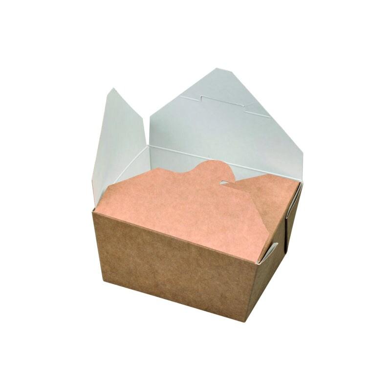 Nvase Ecolomique - 50 Pcs - Boîte repas carton kraft ingraissable - 650 ml, 13 x 10,5 cm, Hauteur: 6,5 cm - ECO210BIO11K - marron en carton NVS210BIO_0