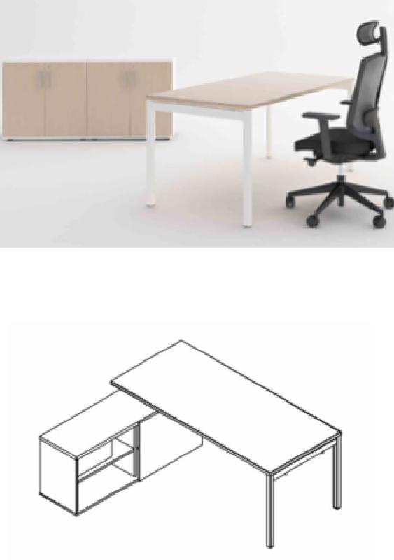 OGI Y / BUREAU 160 CM AVEC DESSERTE CHÊNE CANADIEN_0