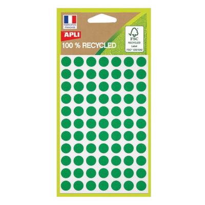 Pastilles adhésives recyclées Apli vertes Ø 8 mm, pochette de 462_0