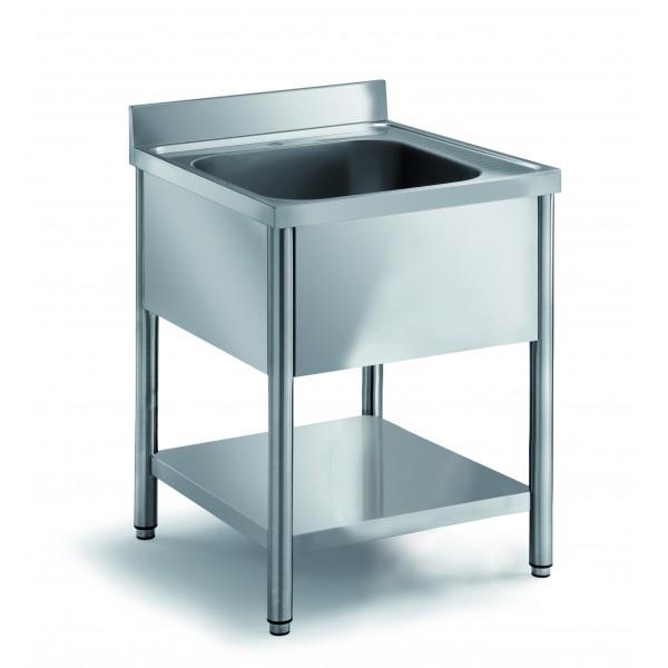 Plonge démontable sur pieds ronds avec étagère inox ferritique 1 bac au centre profondeur 600 mm (Longueur, mm: 800 - Réf F-DRPL86-1B-ETP-1)_0