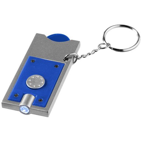 Porte-clés LED et porte-jeton Allegro - plastique ABS, jeton taille euro avec LED et anneau métallique 25 mm_0
