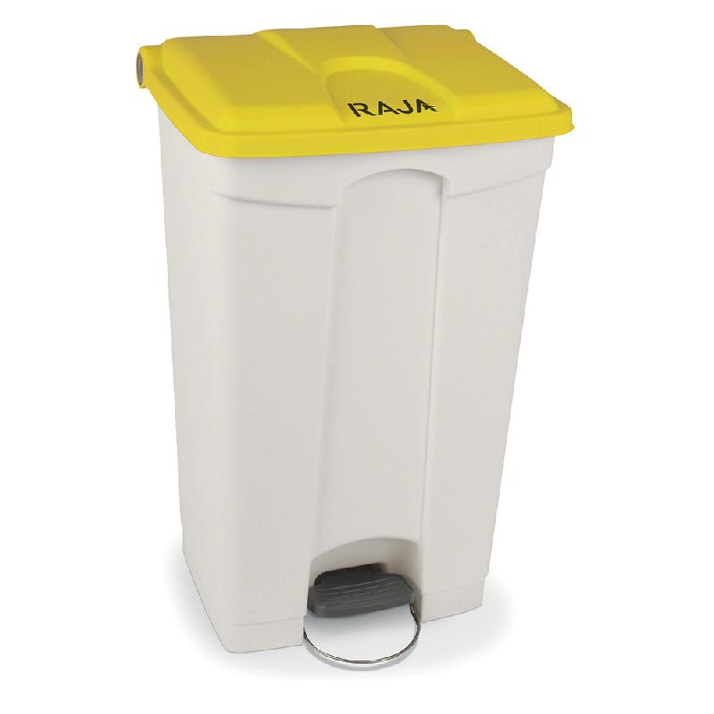 RAJA Poubelle à pédale en plastique 90 L jaune_0