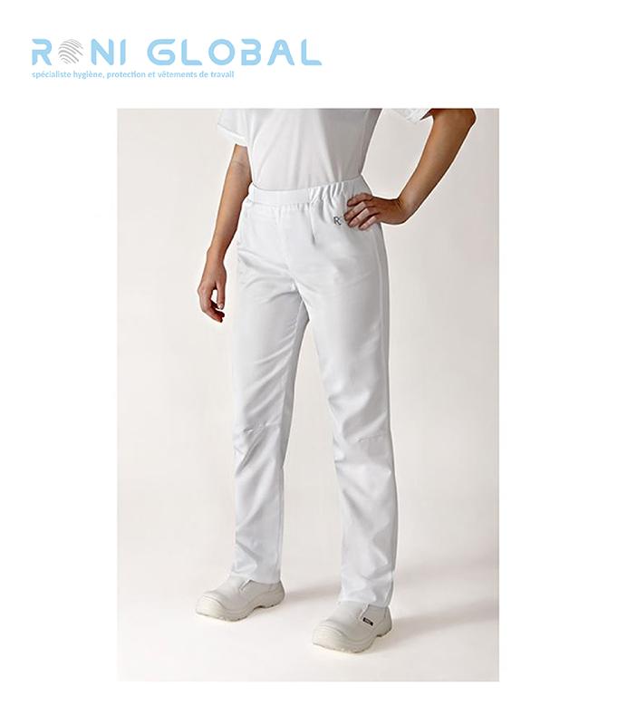 Pantalon de cuisine femme - polyester, ceinture élastique, 1 poche - Rosace Robur_0