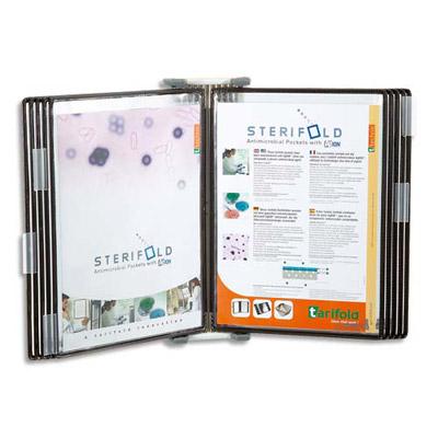 SUPPORT MURAL ANTIMICROBIEN TARIFOLD STERIFOLD - 10 POCHETTES POUR FORMAT A4