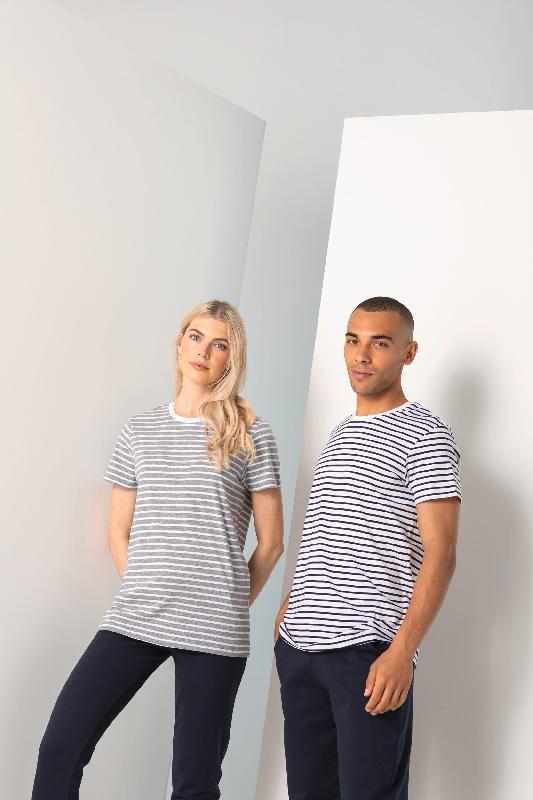 T-shirt Rayé unisexe - Skinni Fit - 100% coton, étiquette détachable, Réf: SFM202_0