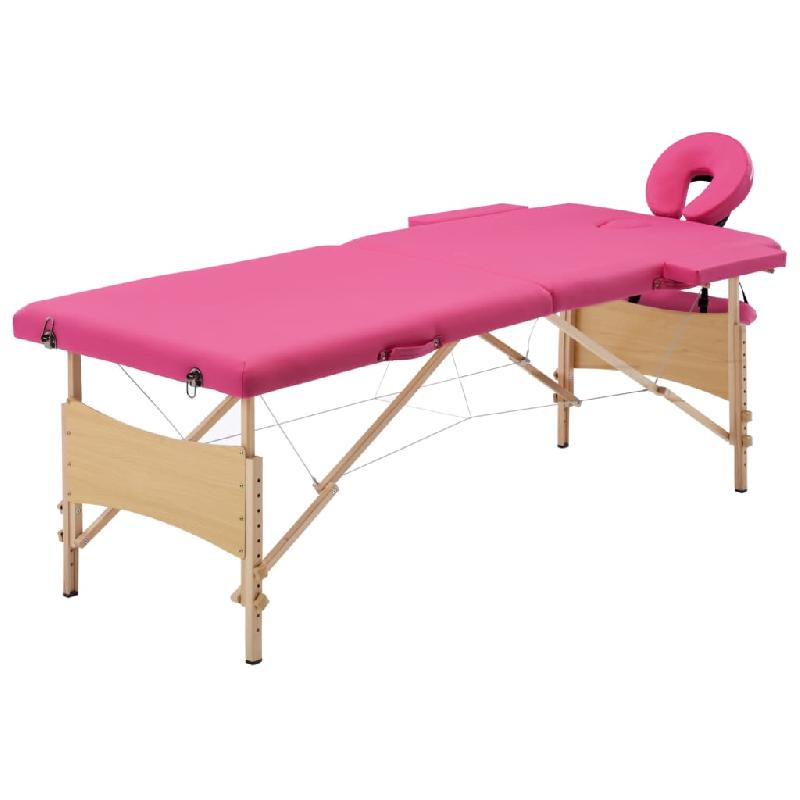 TABLE DE MASSAGE PLIABLE LIT DE MASSAGE BANC CANAPÉ THÉRAPIE COSMÉTIQUE PORTABLE PROFESSIONNEL SHIATSU REIKI 2 ZONES BOIS ROSE 02_0001817_0