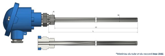 Thermocouple avec tête de raccordement - doigt de gant à visser - Type TH41_0