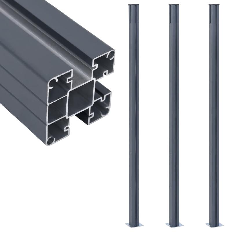 Vidaxl poteaux de clôture 3 pcs gris foncé 185 cm aluminium 148987_0
