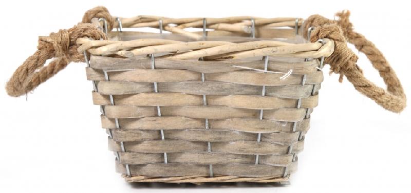 Countryfield - Corbeille à plantes Fredia 26 x 19 cm - Bois et tube gris TOM_0