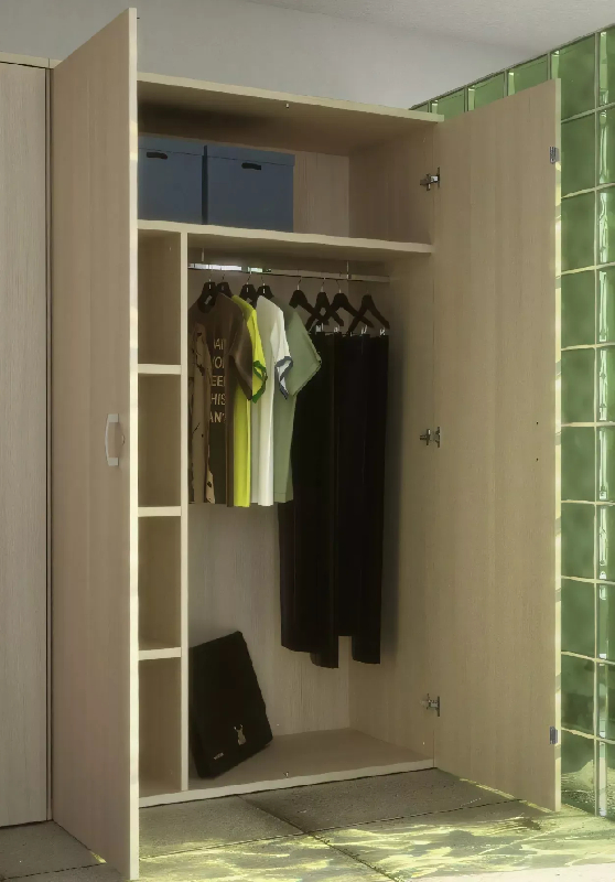 Armoire-penderie à portes battantes en mélaminé - Hauteur 198 cm - 2 largeurs au choix - Modèle So Madrid_0