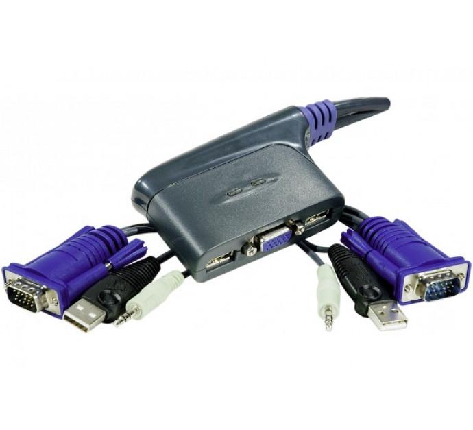 Aten CS62US Mini KVM 2 UC VGA/USB avec audio - Câbles intégrés - Résolution jusqu'à 2048x1536_0